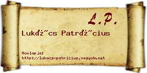 Lukács Patrícius névjegykártya