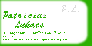 patricius lukacs business card